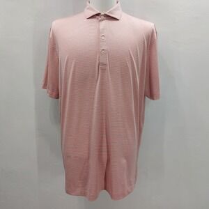 Johnnie-O Performance Striped Polo Golf Shirt UPF 50 Athleisure Pink Men's XL